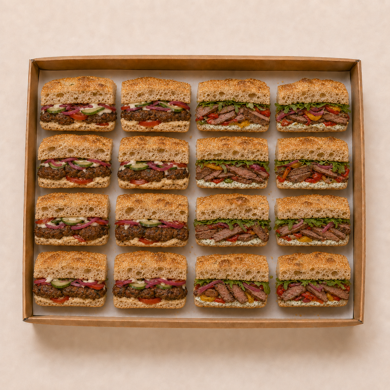 Spicy Chicken & Avocado Chicken Focaccia Platter — 16 Halves