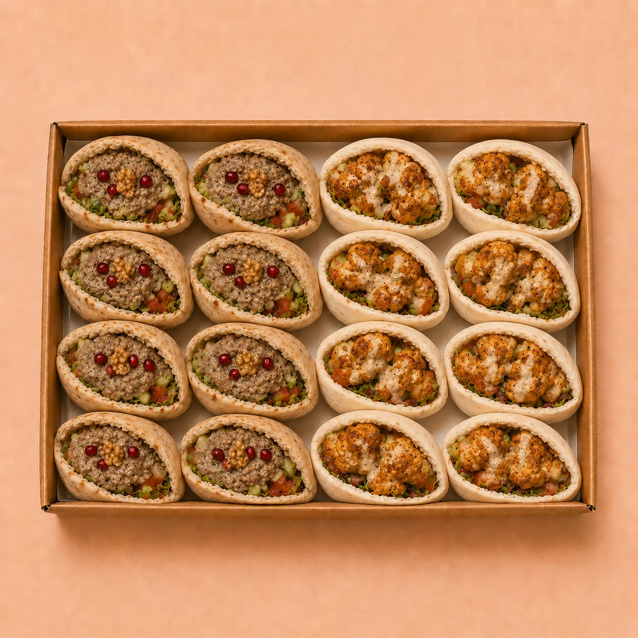 Baba Ghanoush & Cauliflower Half-Pita Box — 16 Pieces