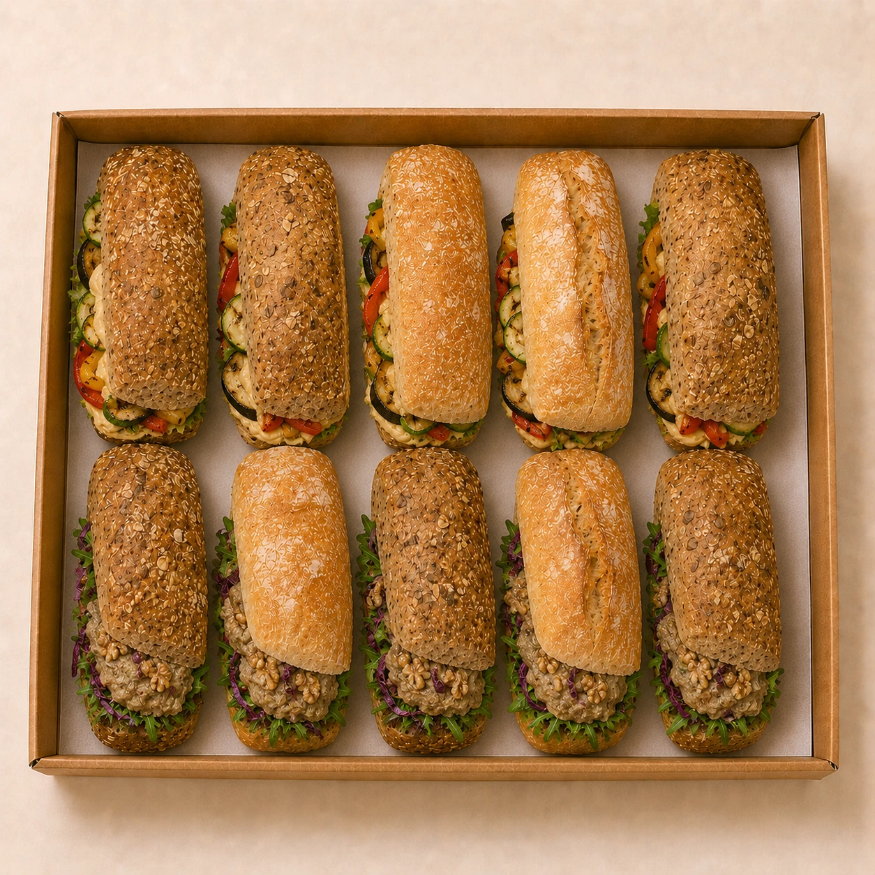 Hummus & Baba Ghanoush Bun Platter — 10 Full Buns