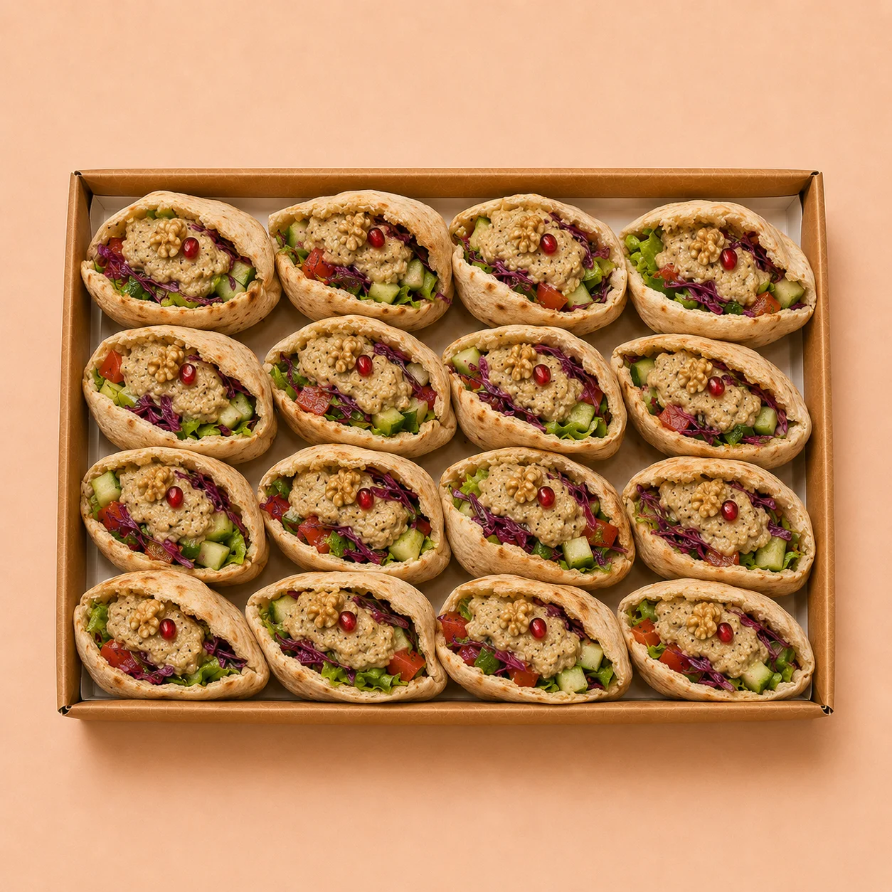Baba Ghanoush Half-Pita Box – 16 Pieces